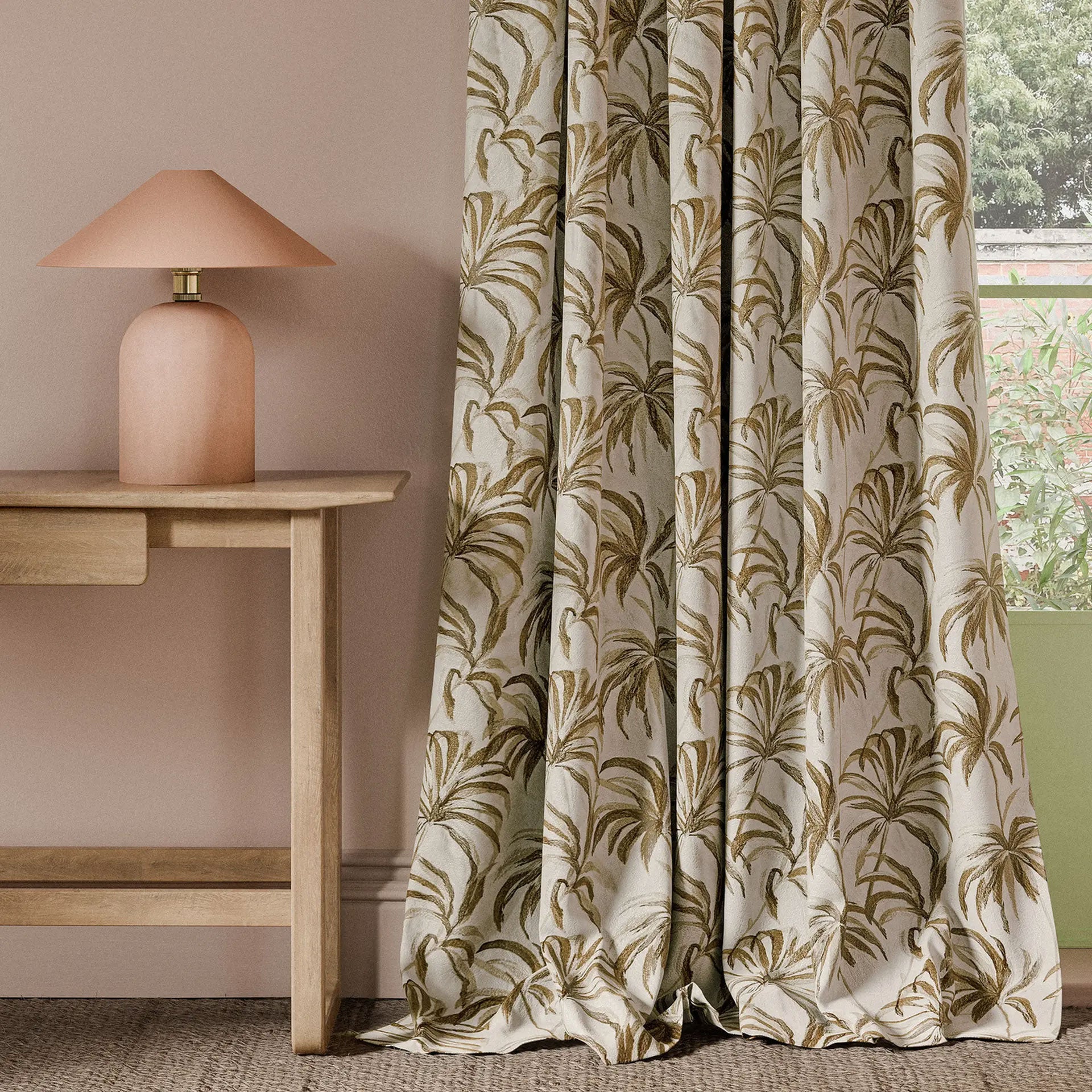 CCF0886-01 Floresta Embroidery IVory/Linen Elements Fabric by Clarke & Clarke