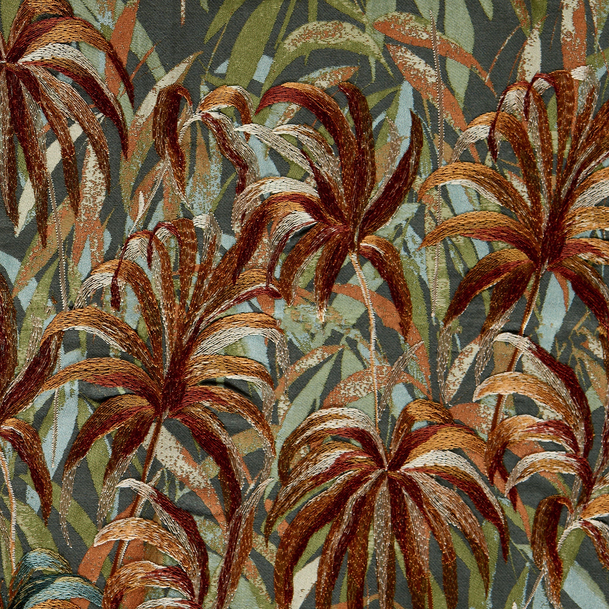CCF0886-03 Floresta Embroidery Mineral/Spice Elements Fabric by Clarke & Clarke