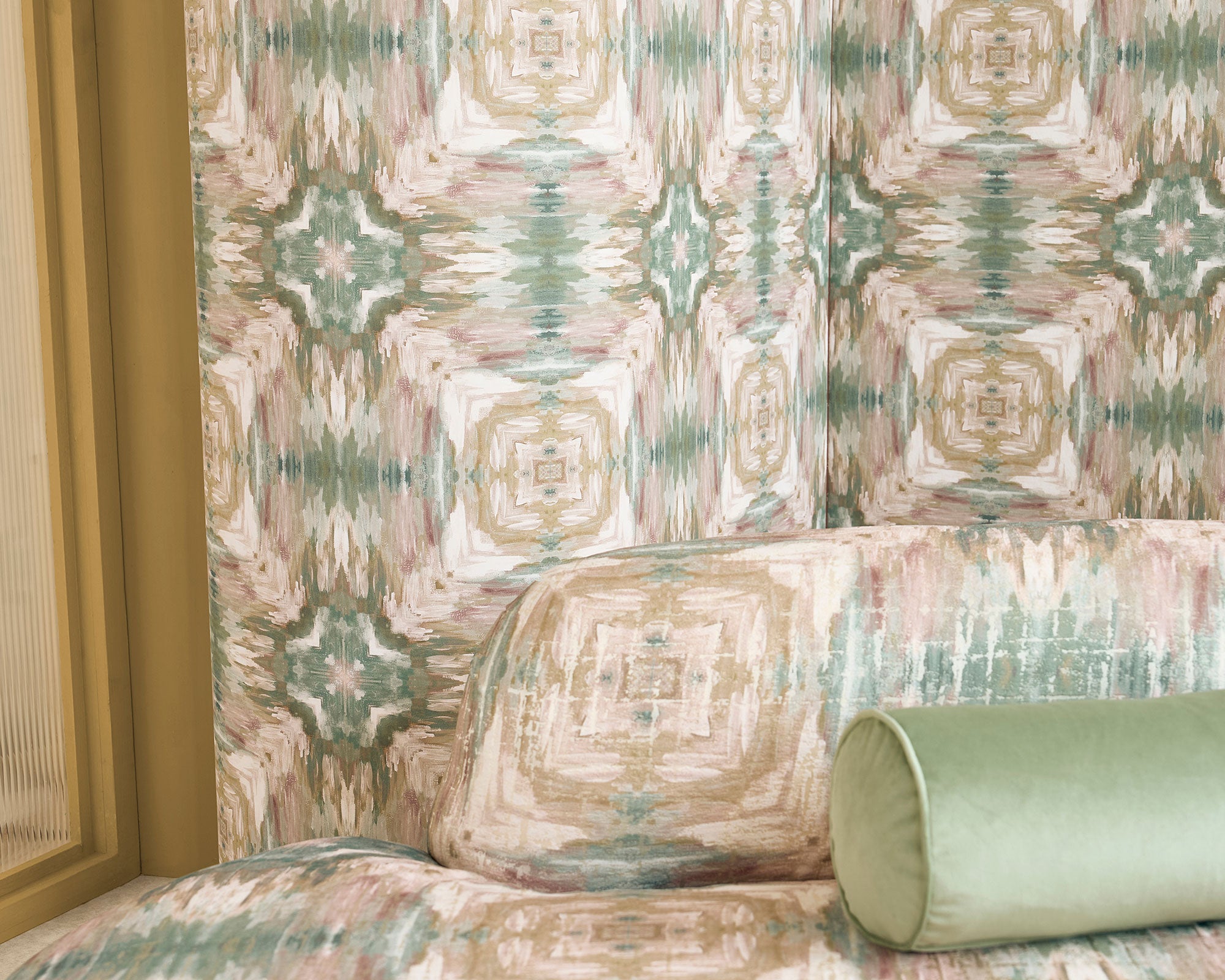 CCF0888-03 Kalia Print Mineral/Blush Elements Fabric by Clarke & Clarke