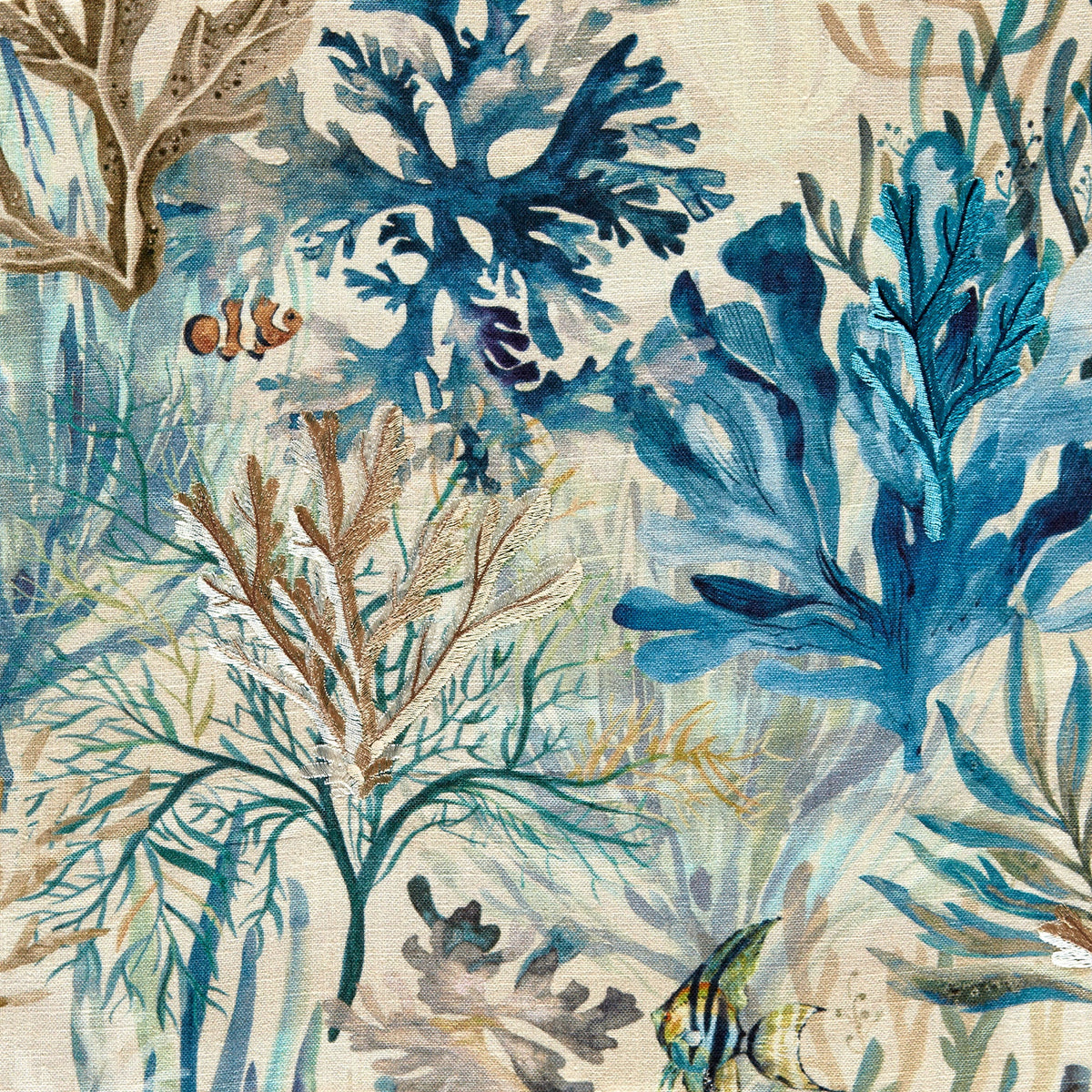 Oceana Print Denim Elements Fabric by Clarke & Clarke