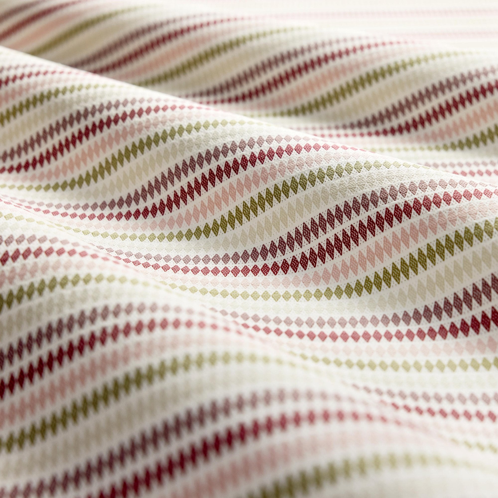 CCF0897-03 Grove Stripe Raspberry / Plum / Olive Cassia Fabric by Clarke & Clarke