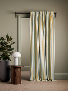 CCF0897-04 Grove Stripe Forest / Mustard / Sage Cassia Fabric by Clarke & Clarke
