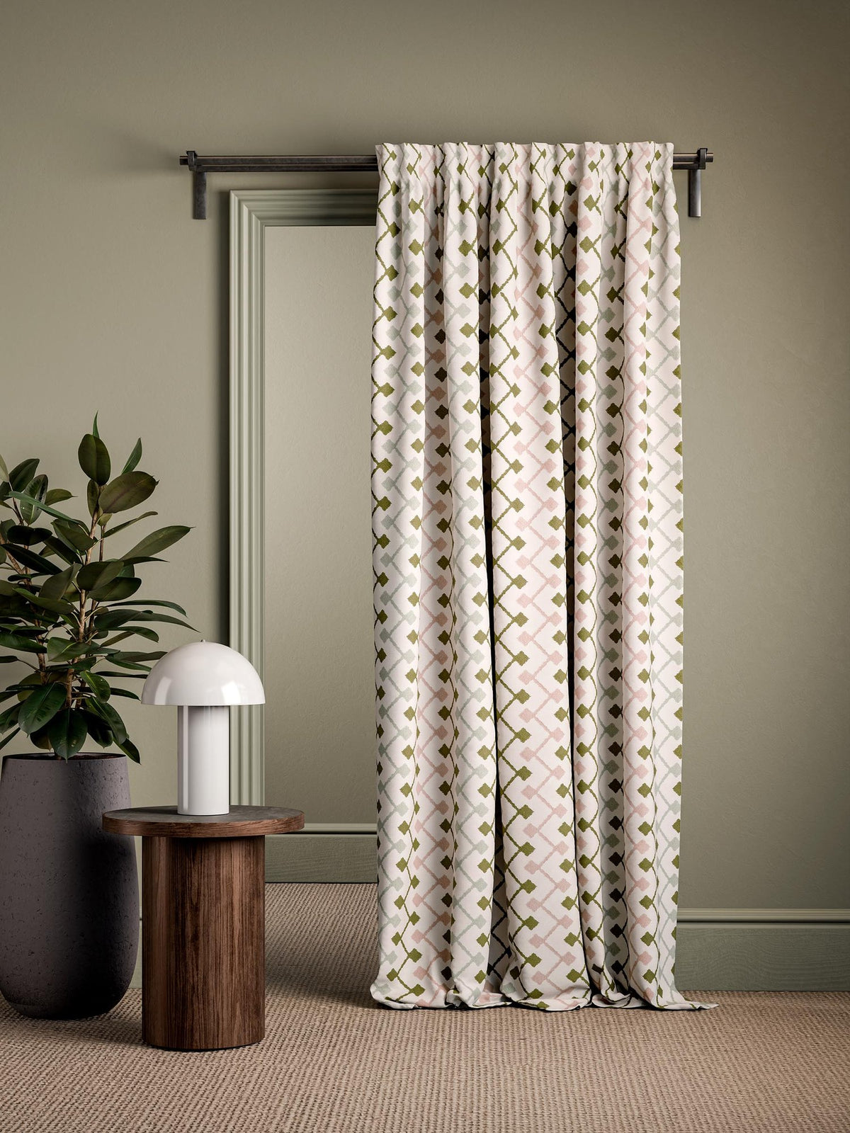 CCF0898-04 Hemlock Olive / Blush Cassia Fabric by Clarke & Clarke