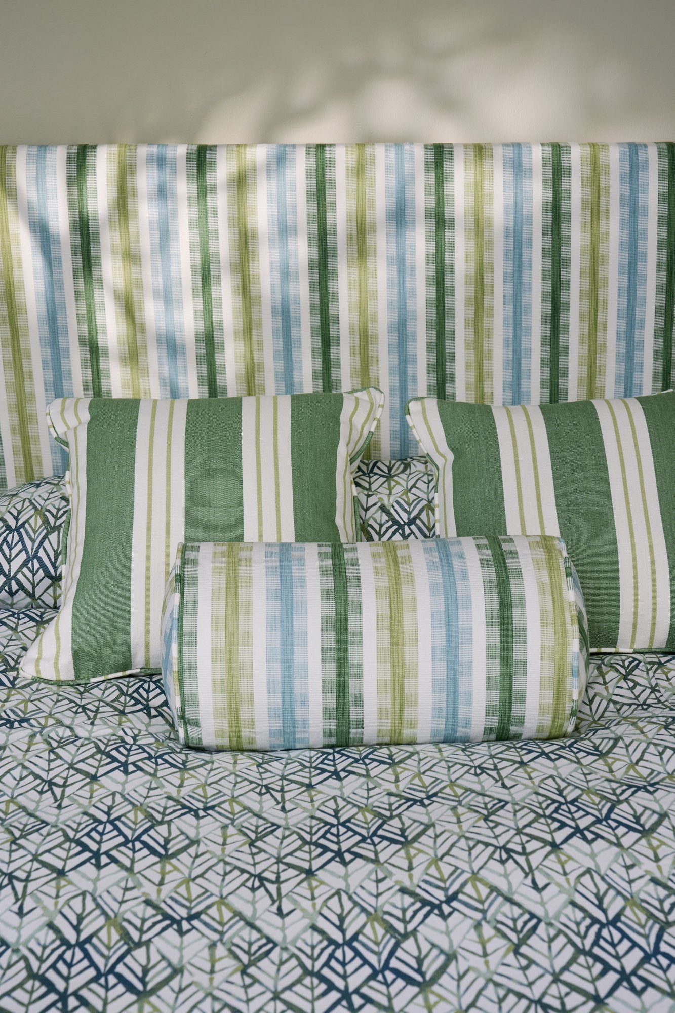 CCF0910-01 Willowbourne Sky / Herb / Lime Edgeworth II Fabric by Clarke & Clarke