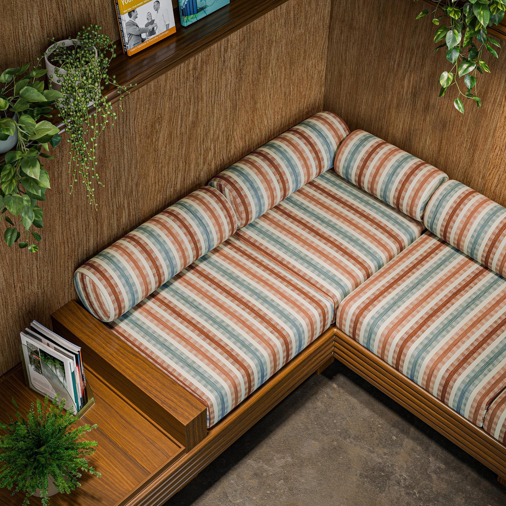 CCF0910-03 Willowbourne Spice / Sky Edgeworth II Fabric by Clarke & Clarke