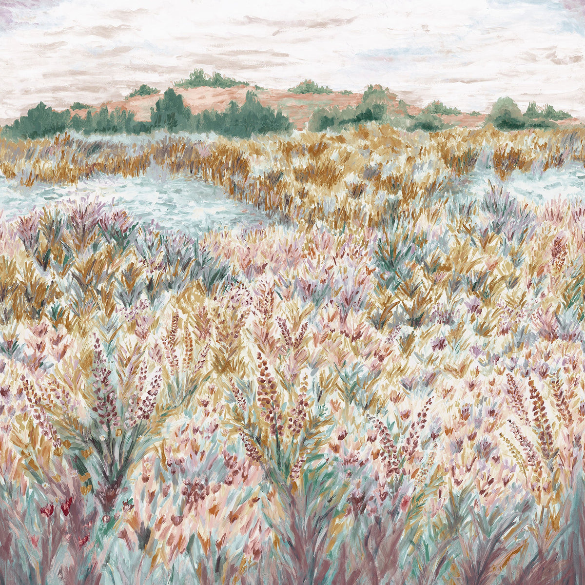 Wildbloom Mineral/Blush Elements Mural by Clarke & Clarke