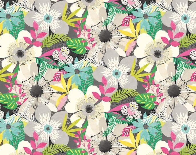 CEP50101W Floral Riot Chalk & Carbon Wallpaper by Ohpopsi