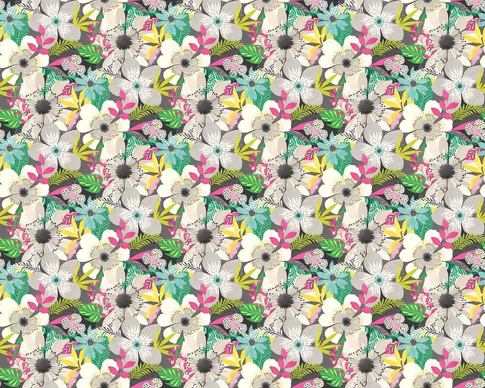 CEP50101W Floral Riot Chalk & Carbon Wallpaper by Ohpopsi