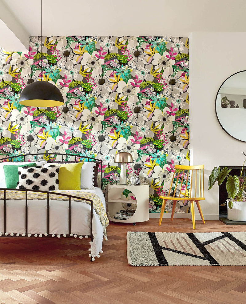 CEP50101W Floral Riot Chalk & Carbon Wallpaper by Ohpopsi