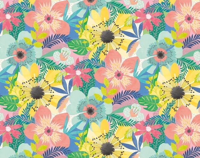CEP50103W Floral Riot Citrus Wallpaper by Ohpopsi
