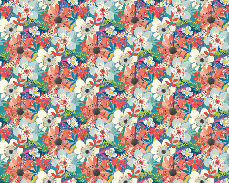 CEP50104W Floral Riot Indigo Wallpaper by Ohpopsi