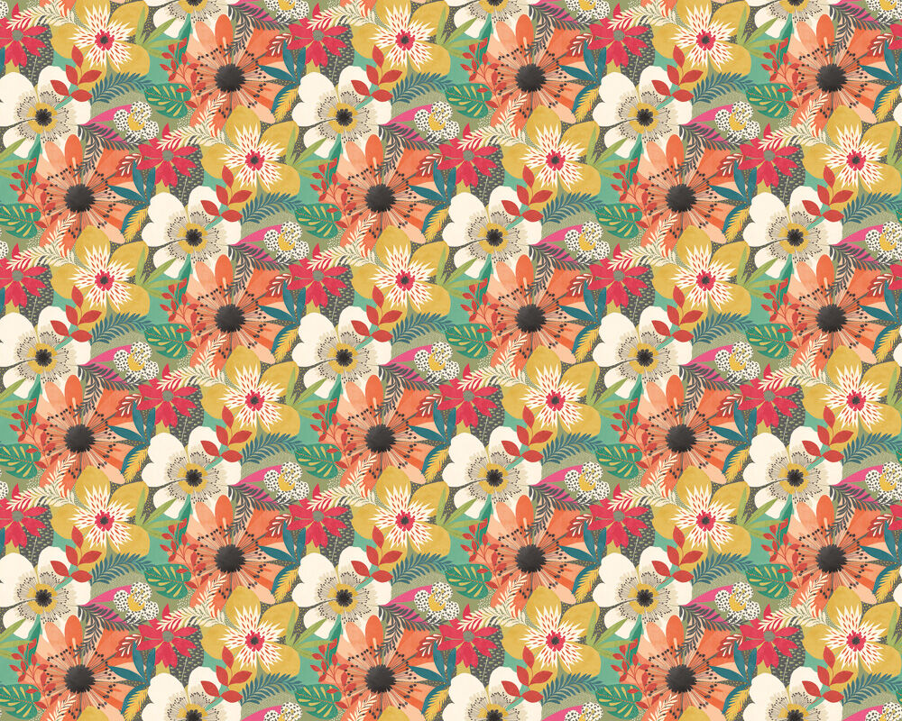 CEP50105W Floral Riot Olive Wallpaper by Ohpopsi