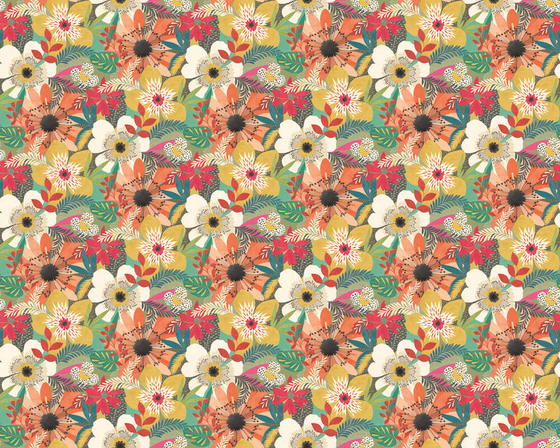 CEP50105W Floral Riot Olive Wallpaper by Ohpopsi