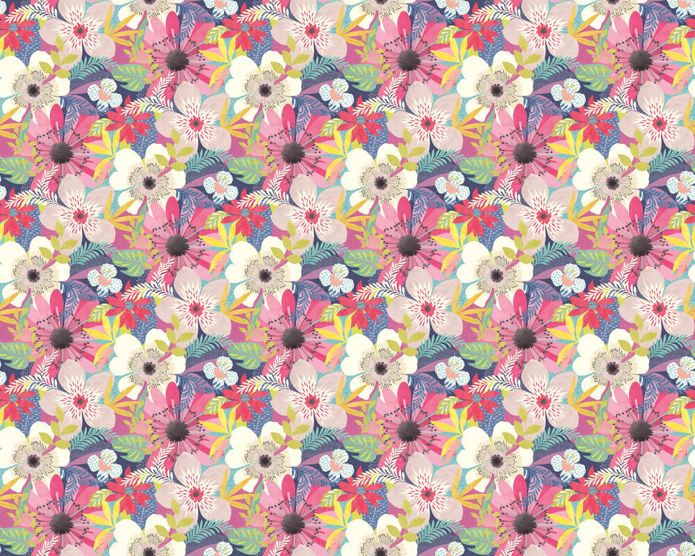 CEP50106W Floral Riot Raspberry Wallpaper by Ohpopsi