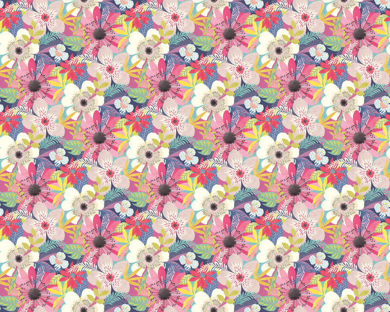 CEP50106W Floral Riot Raspberry Wallpaper by Ohpopsi
