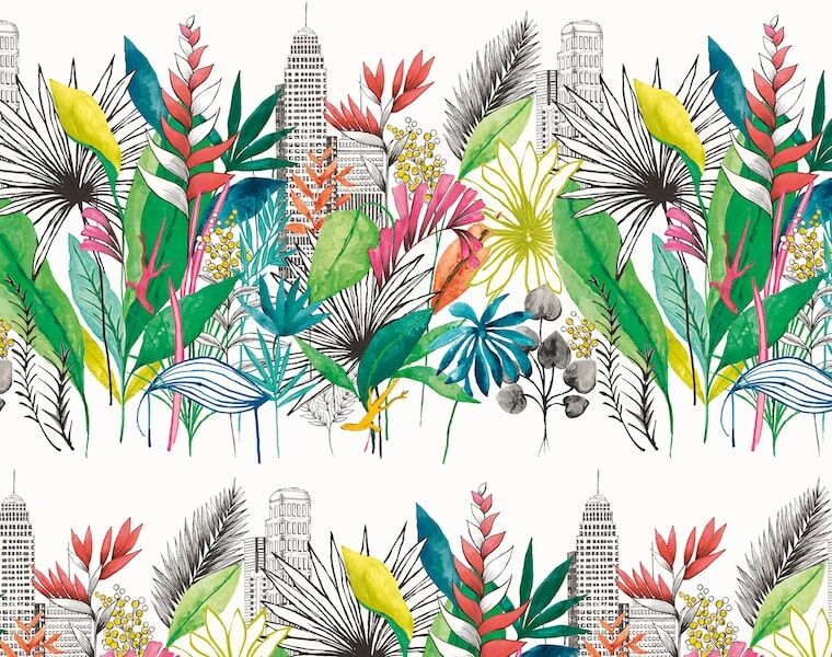 CEP50107W Urban Tropic Tropical Bright Wallpaper by Ohpopsi
