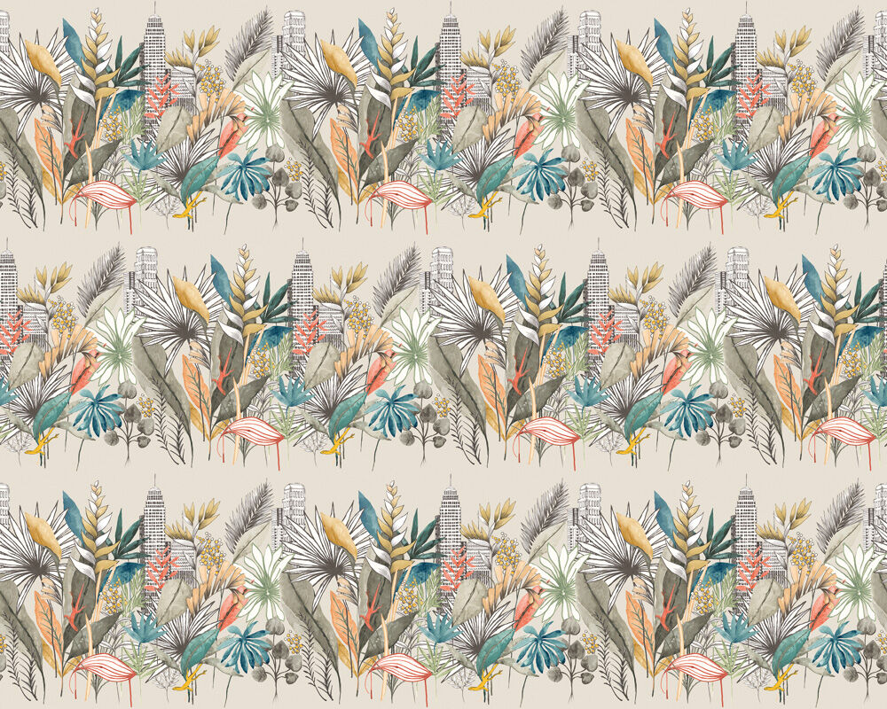 CEP50109W Urban Tropic Parchment Wallpaper by Ohpopsi