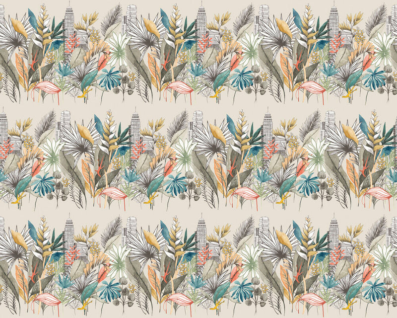 CEP50109W Urban Tropic Parchment Wallpaper by Ohpopsi