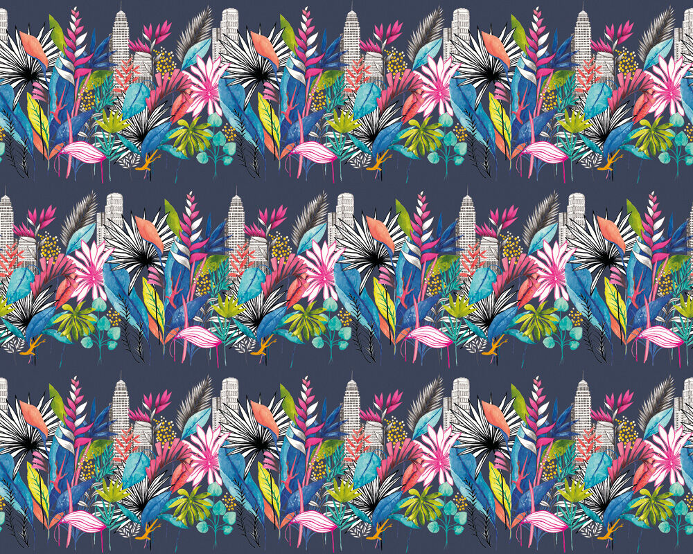 CEP50110W Urban Tropic Midnight Wallpaper by Ohpopsi