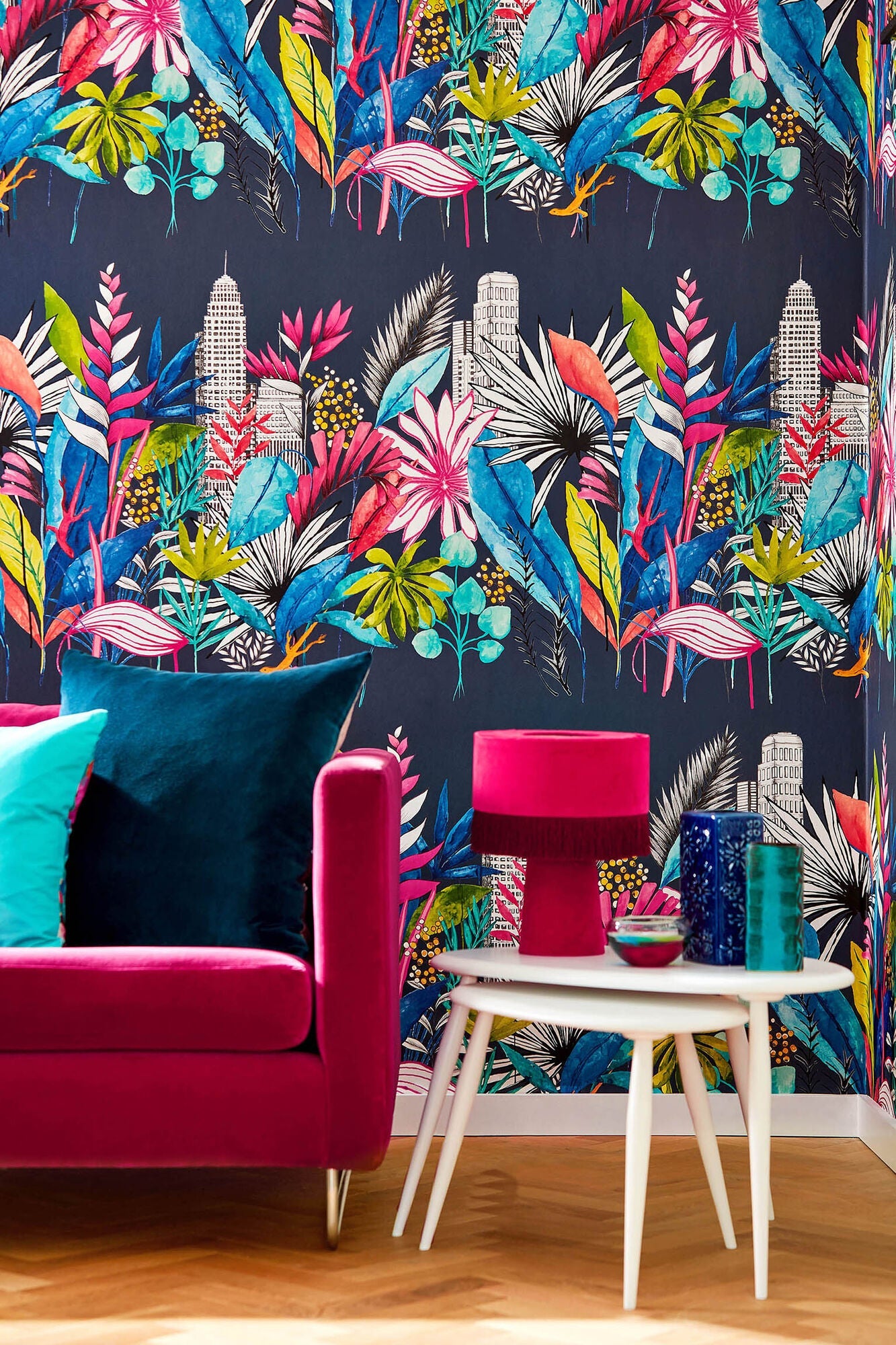 CEP50110W Urban Tropic Midnight Wallpaper by Ohpopsi