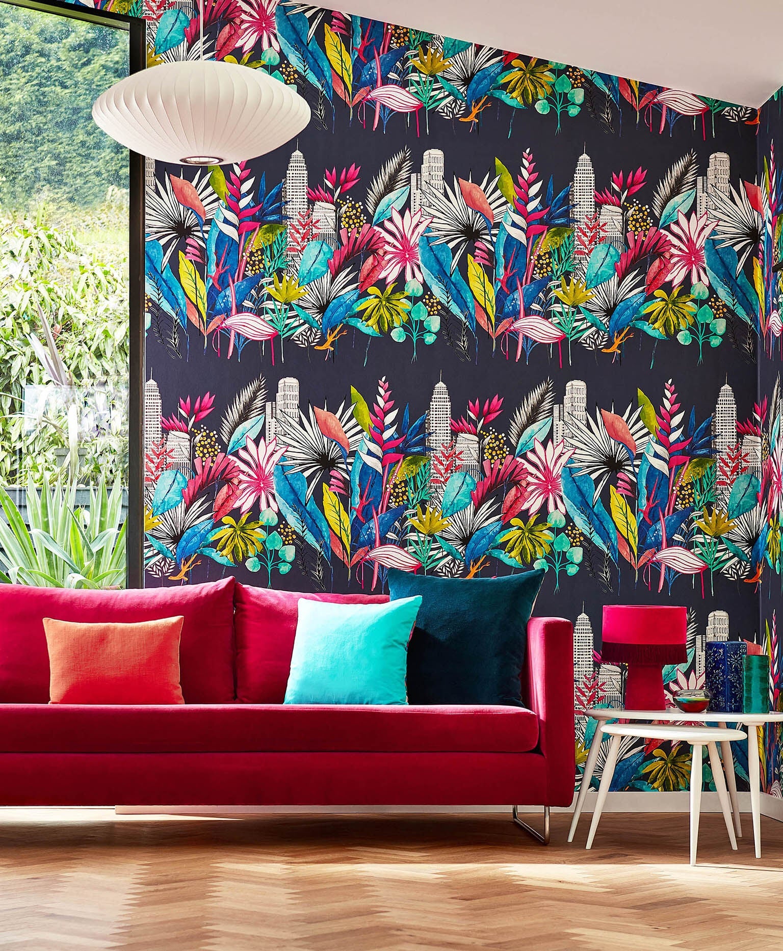 CEP50110W Urban Tropic Midnight Wallpaper by Ohpopsi
