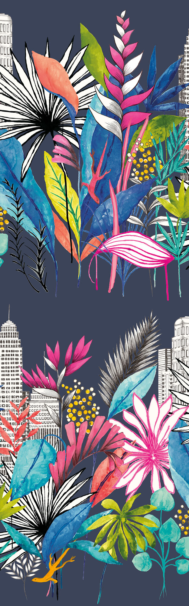 CEP50110W Urban Tropic Midnight Wallpaper by Ohpopsi