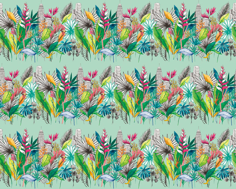CEP50112W Urban Tropic Azure Wallpaper by Ohpopsi