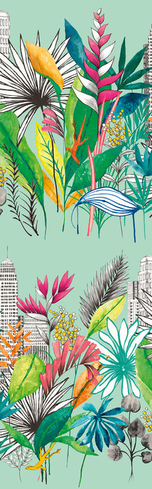 CEP50112W Urban Tropic Azure Wallpaper by Ohpopsi