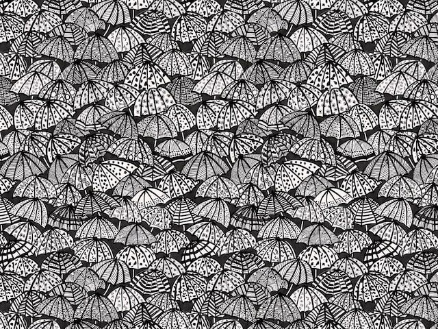 CEP50113W Jolly Brollies Noir Wallpaper by Ohpopsi