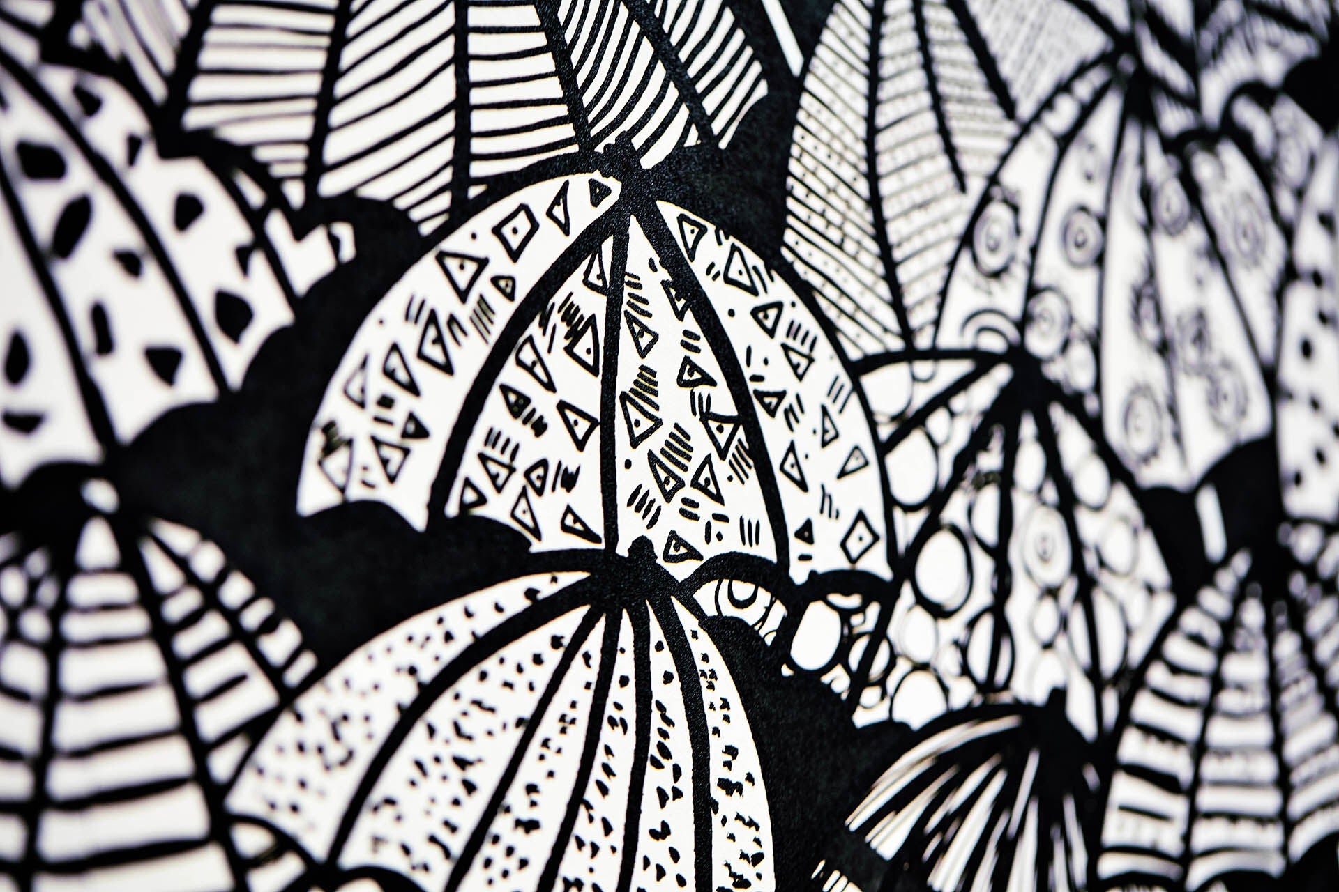 CEP50113W Jolly Brollies Noir Wallpaper by Ohpopsi