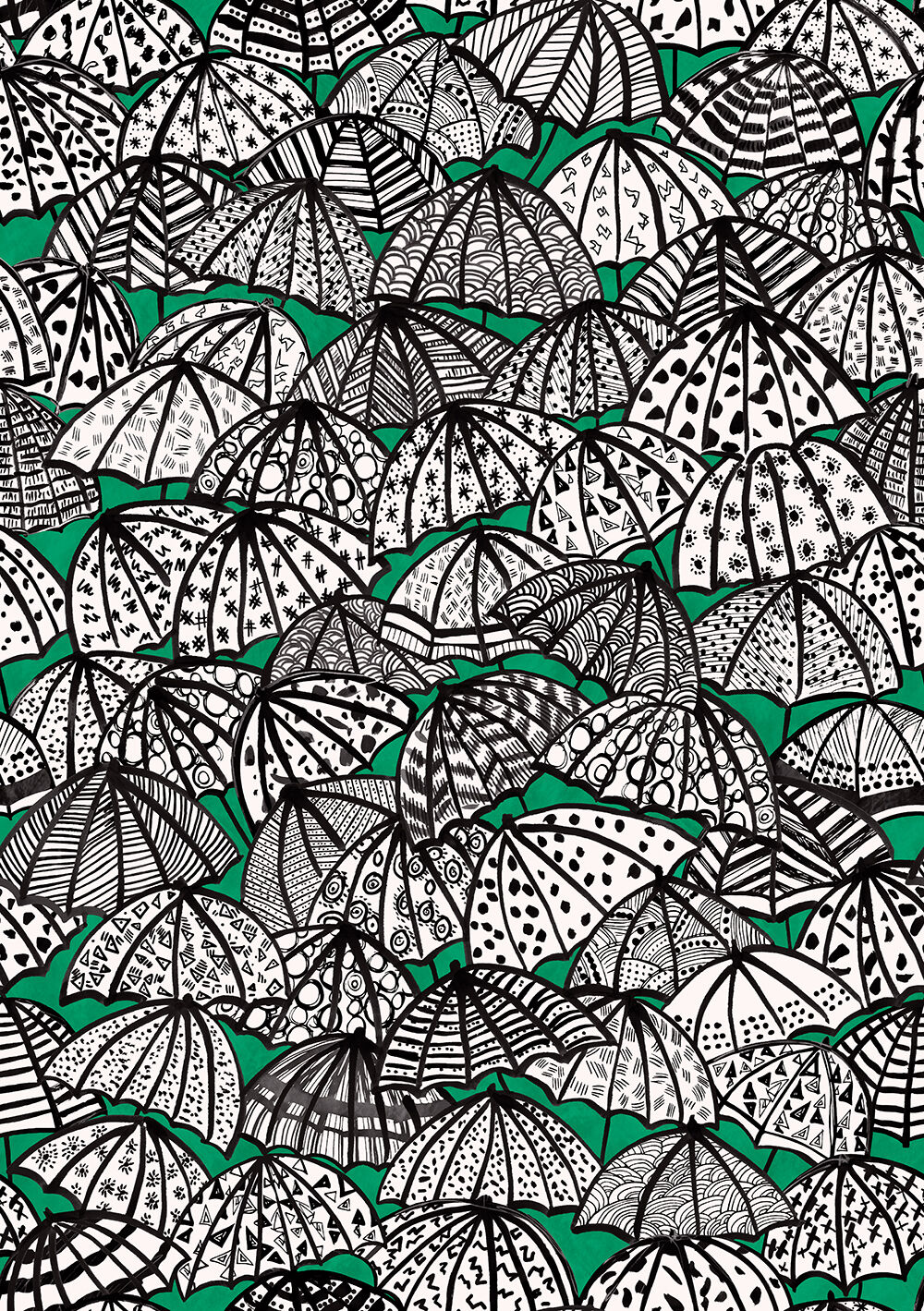CEP50114W Jolly Brollies Jade Wallpaper by Ohpopsi