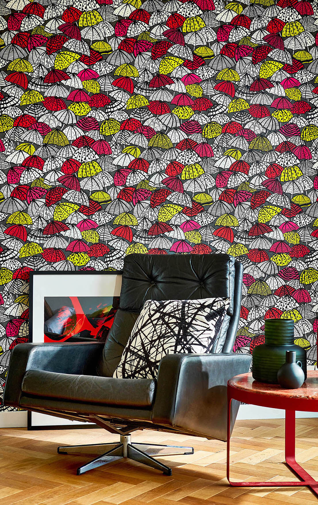 CEP50116W Jolly Brollies Cherry Wallpaper by Ohpopsi