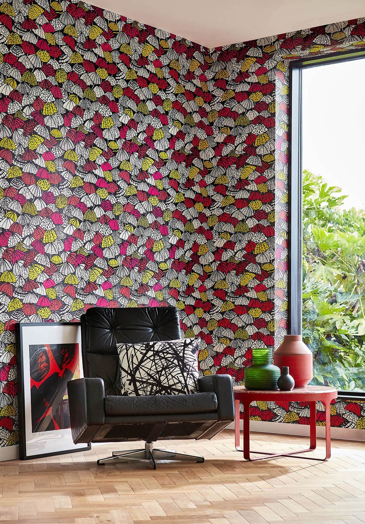 CEP50116W Jolly Brollies Cherry Wallpaper by Ohpopsi