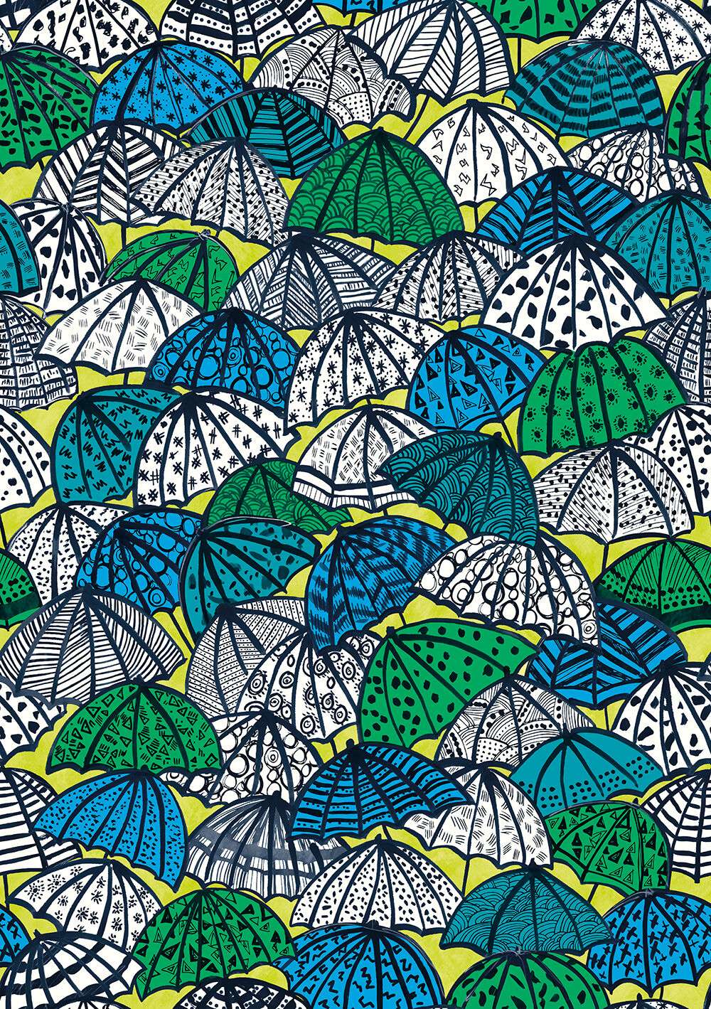 CEP50117W Jolly Brollies Inky Wallpaper by Ohpopsi