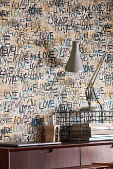 CEP50121W Love Scribble Polished Cement Wallpaper by Ohpopsi