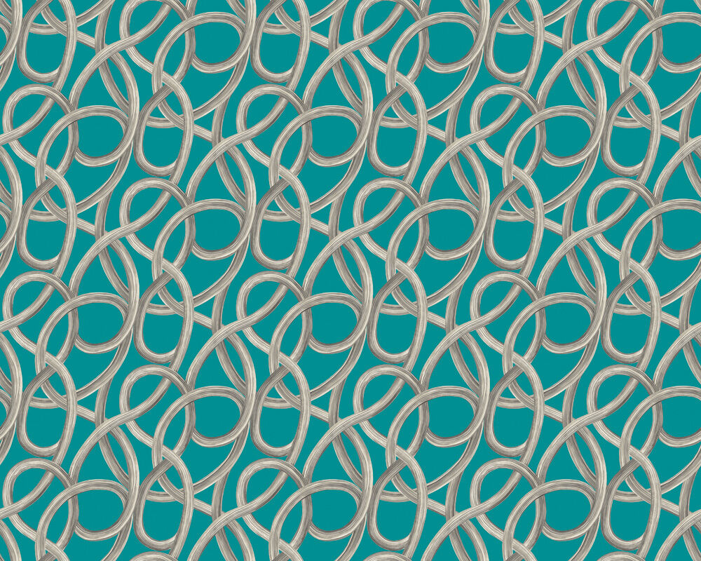 CEP50124W Twisted Geo Turquoise Wallpaper by Ohpopsi