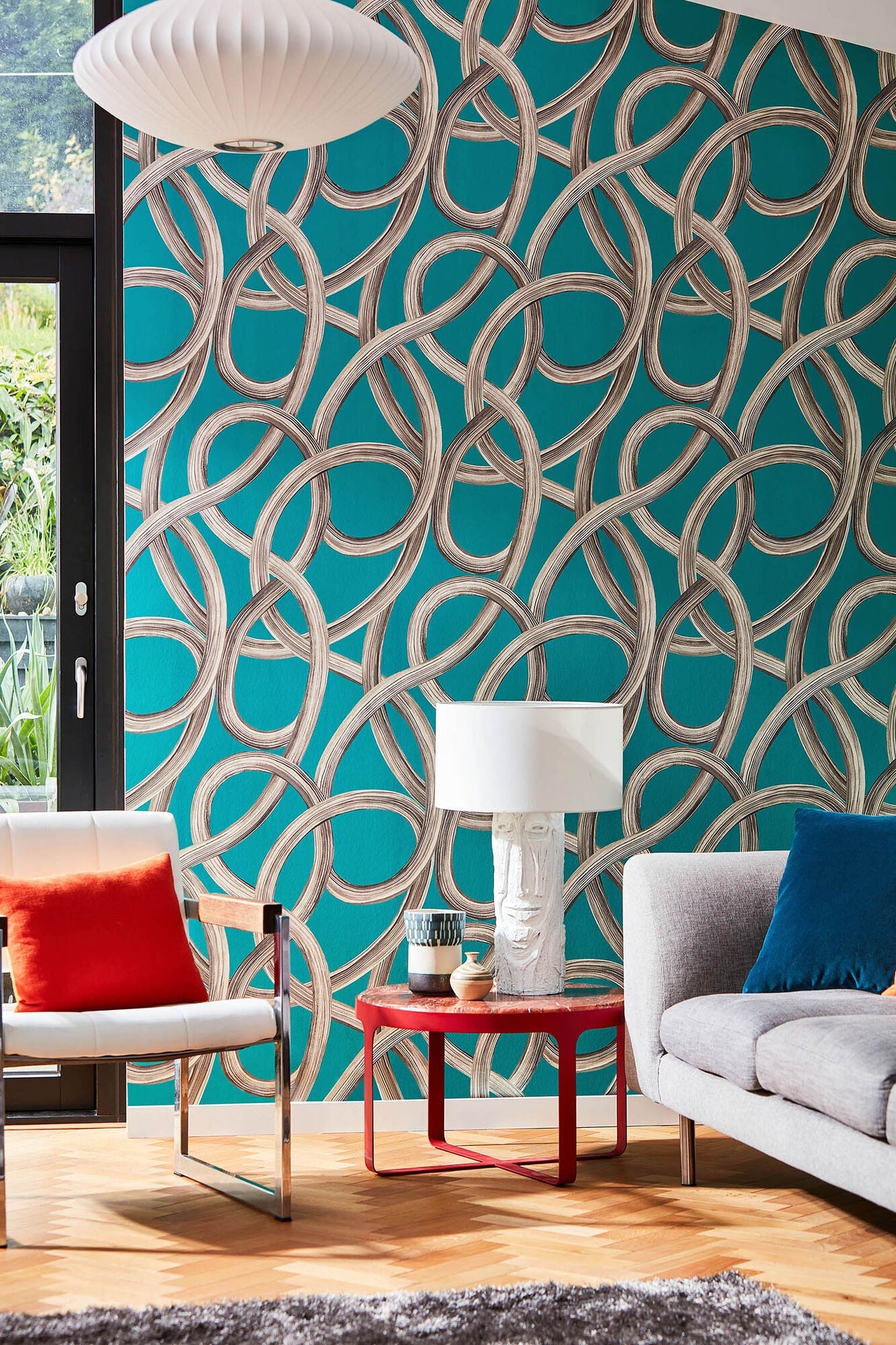 CEP50124W Twisted Geo Turquoise Wallpaper by Ohpopsi