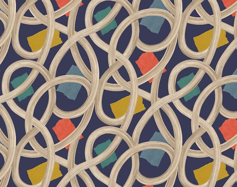 CEP50129W Twisted Geo Denim Wallpaper by Ohpopsi