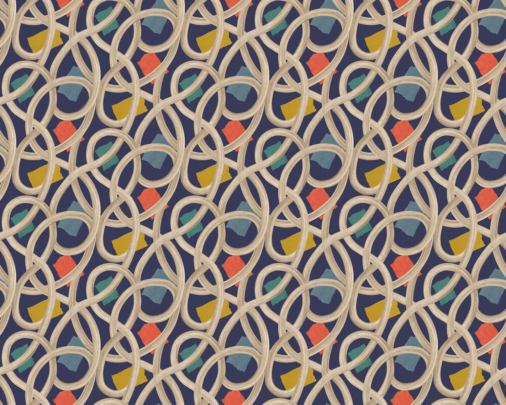 CEP50129W Twisted Geo Denim Wallpaper by Ohpopsi