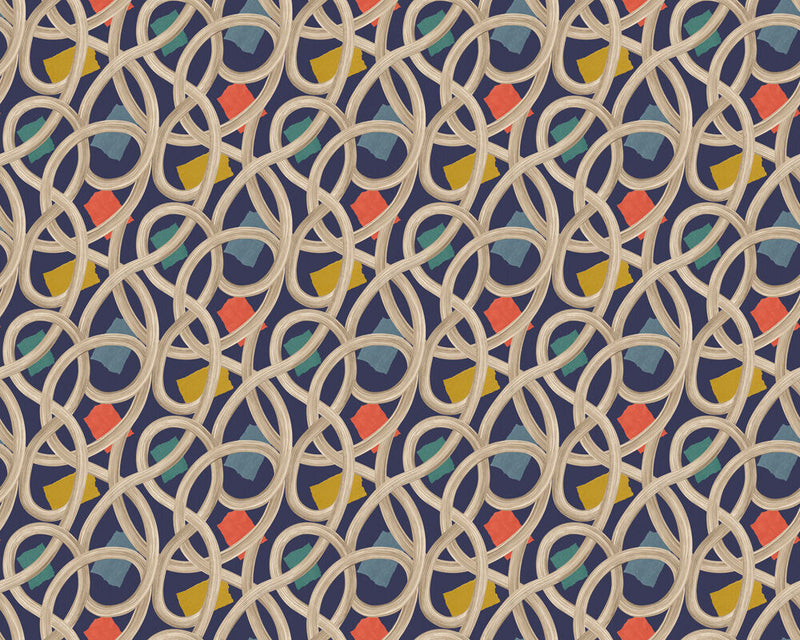 CEP50129W Twisted Geo Denim Wallpaper by Ohpopsi