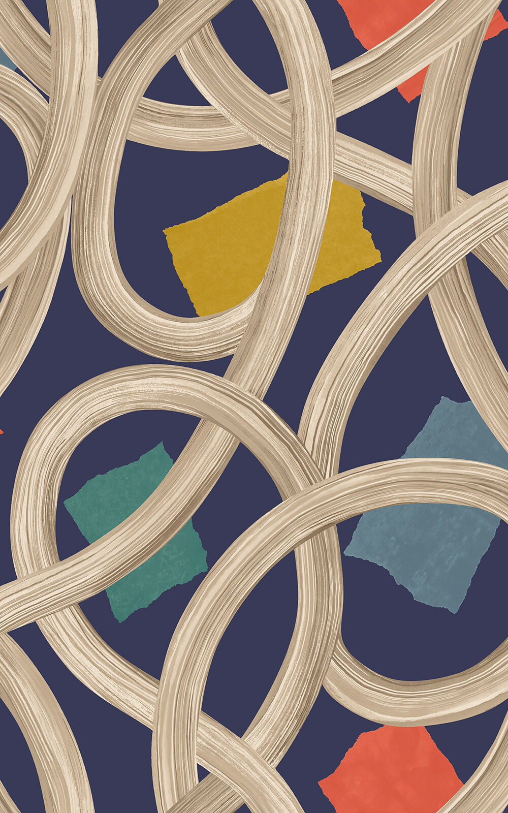 CEP50129W Twisted Geo Denim Wallpaper by Ohpopsi