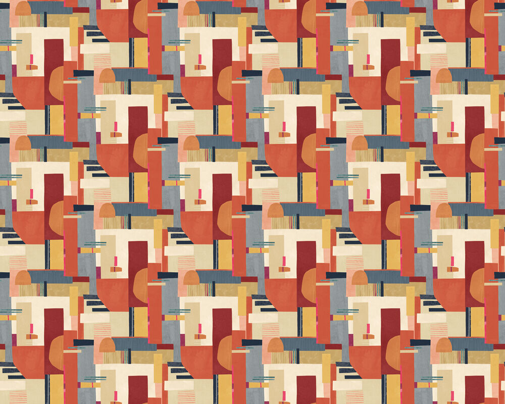 CEP50130W Blocs Paprika Wallpaper by Ohpopsi