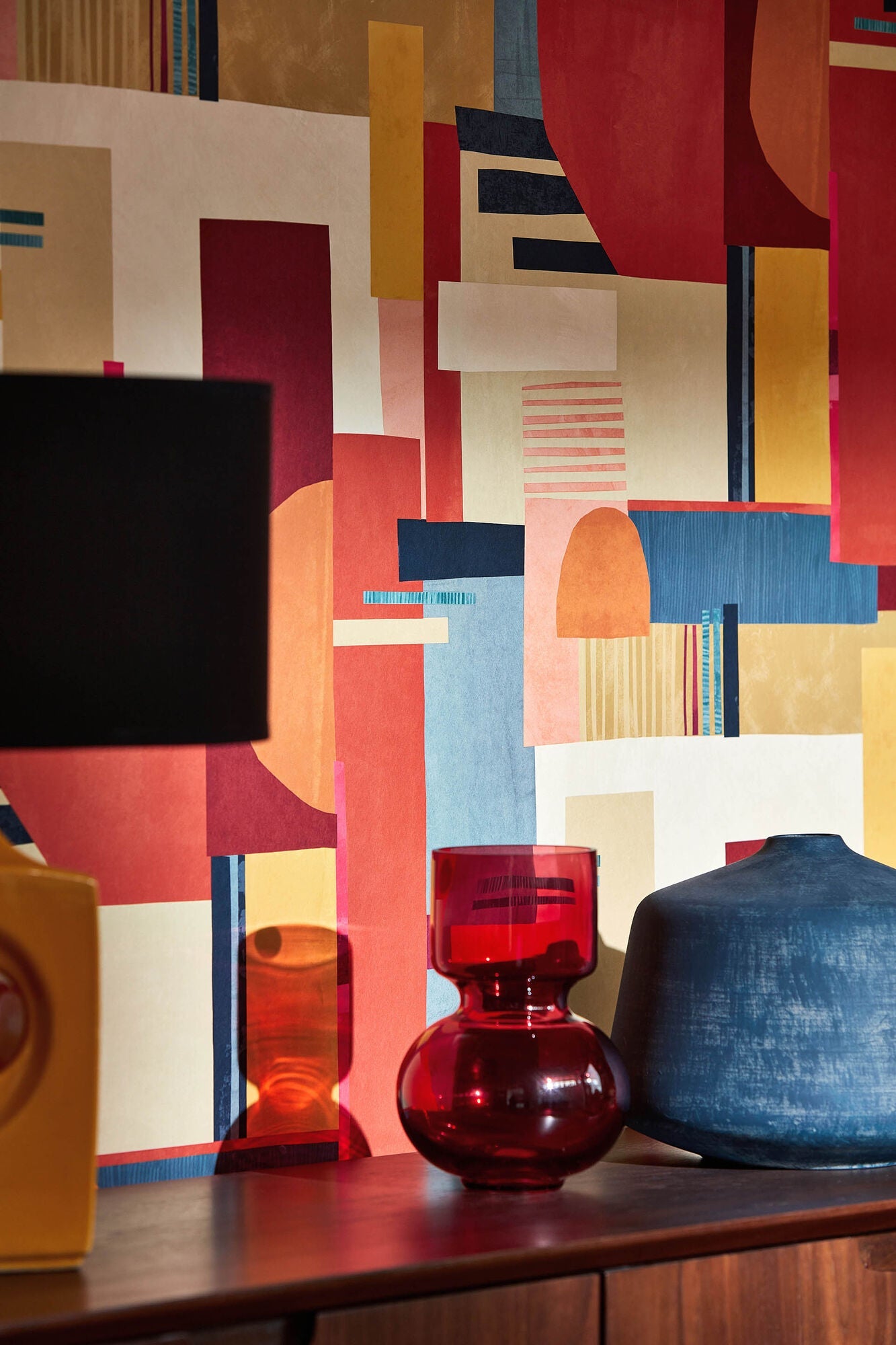 CEP50130W Blocs Paprika Wallpaper by Ohpopsi