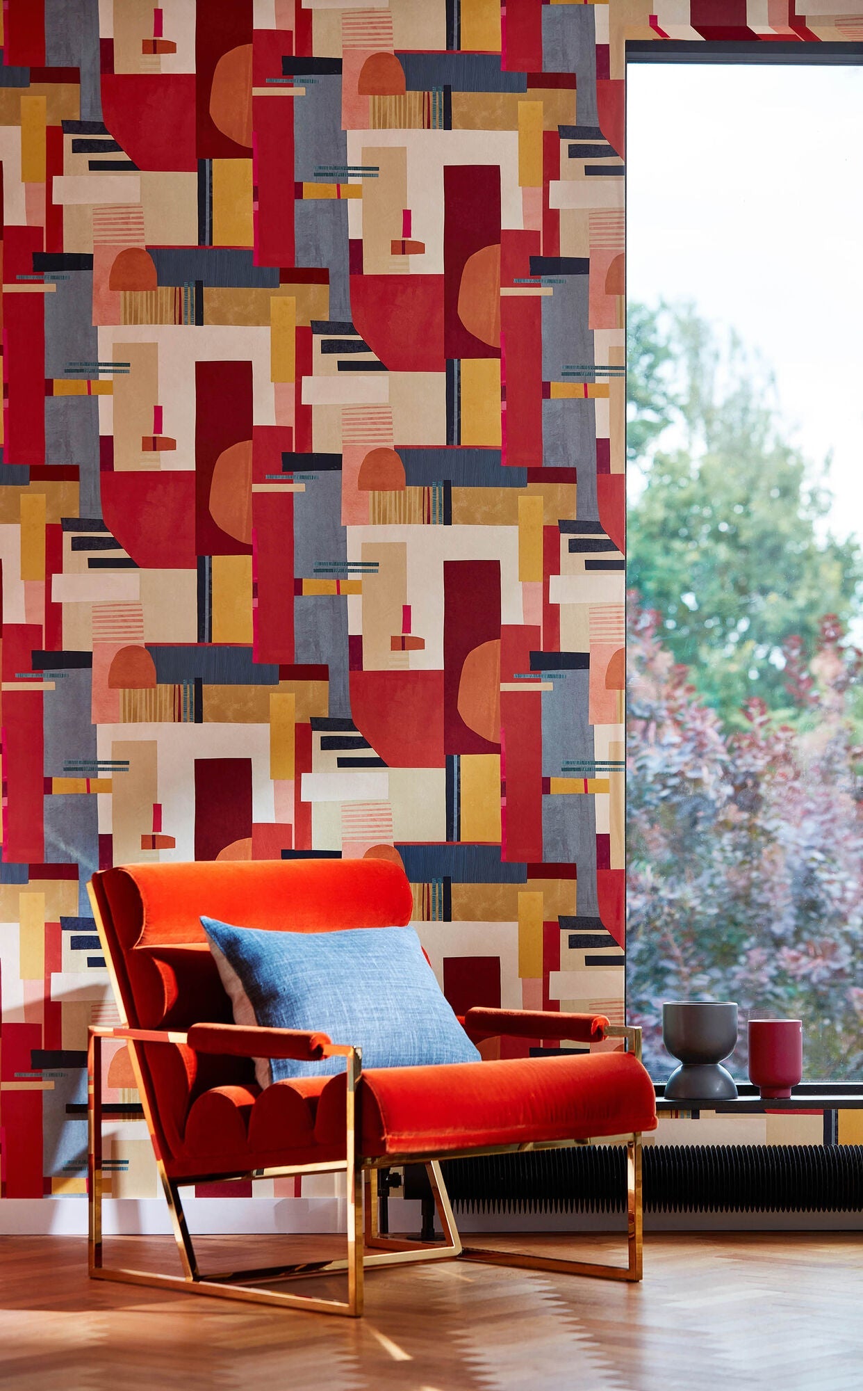 CEP50130W Blocs Paprika Wallpaper by Ohpopsi