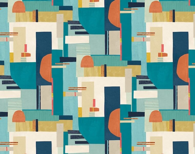 CEP50131W Blocs Ocean Wallpaper by Ohpopsi