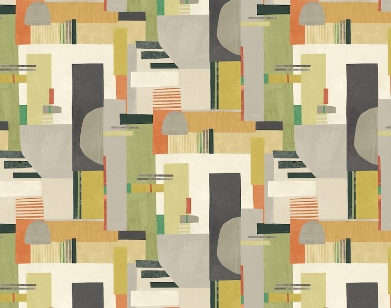 CEP50132W Blocs Sage & Amber Wallpaper by Ohpopsi