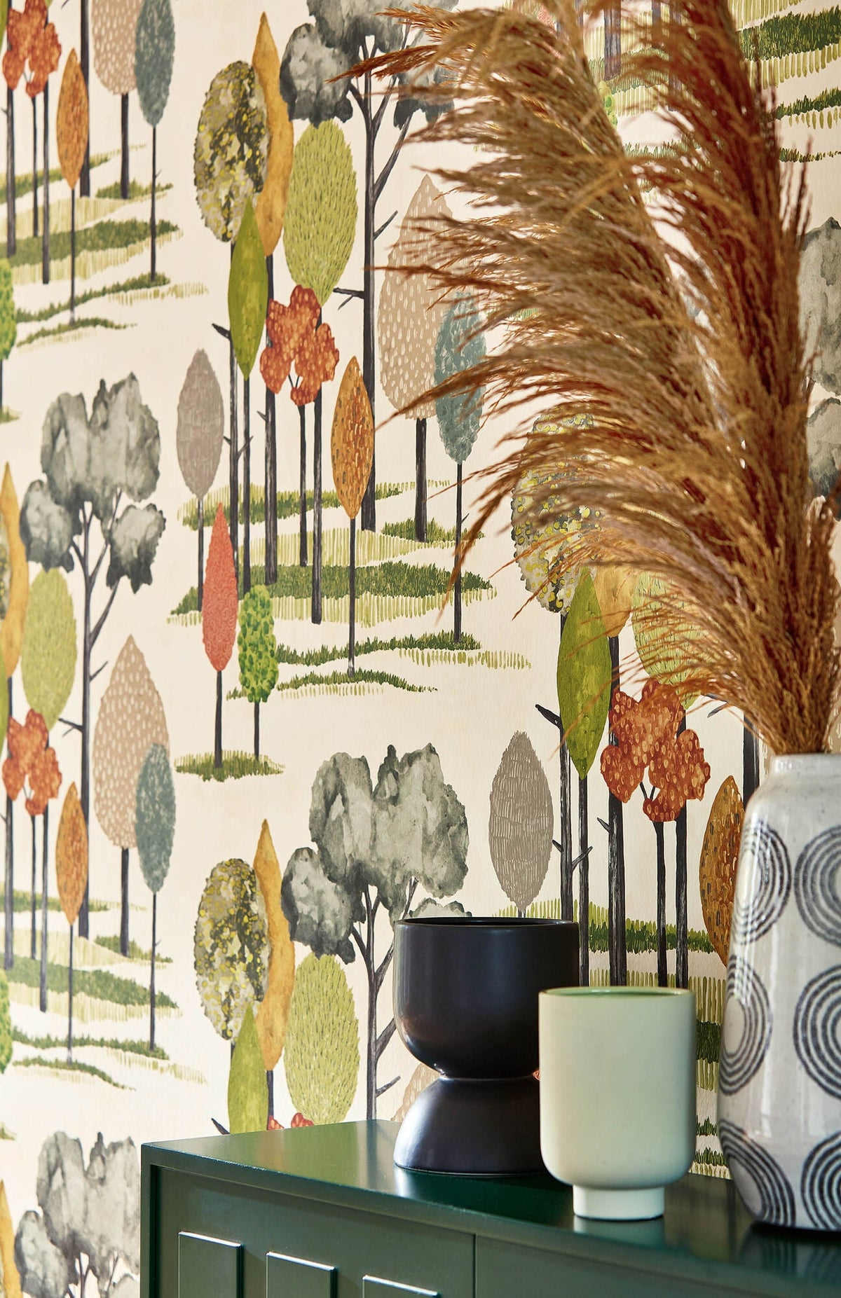 Tall Trees Olive Concept Wallpaper by Ohpopsi