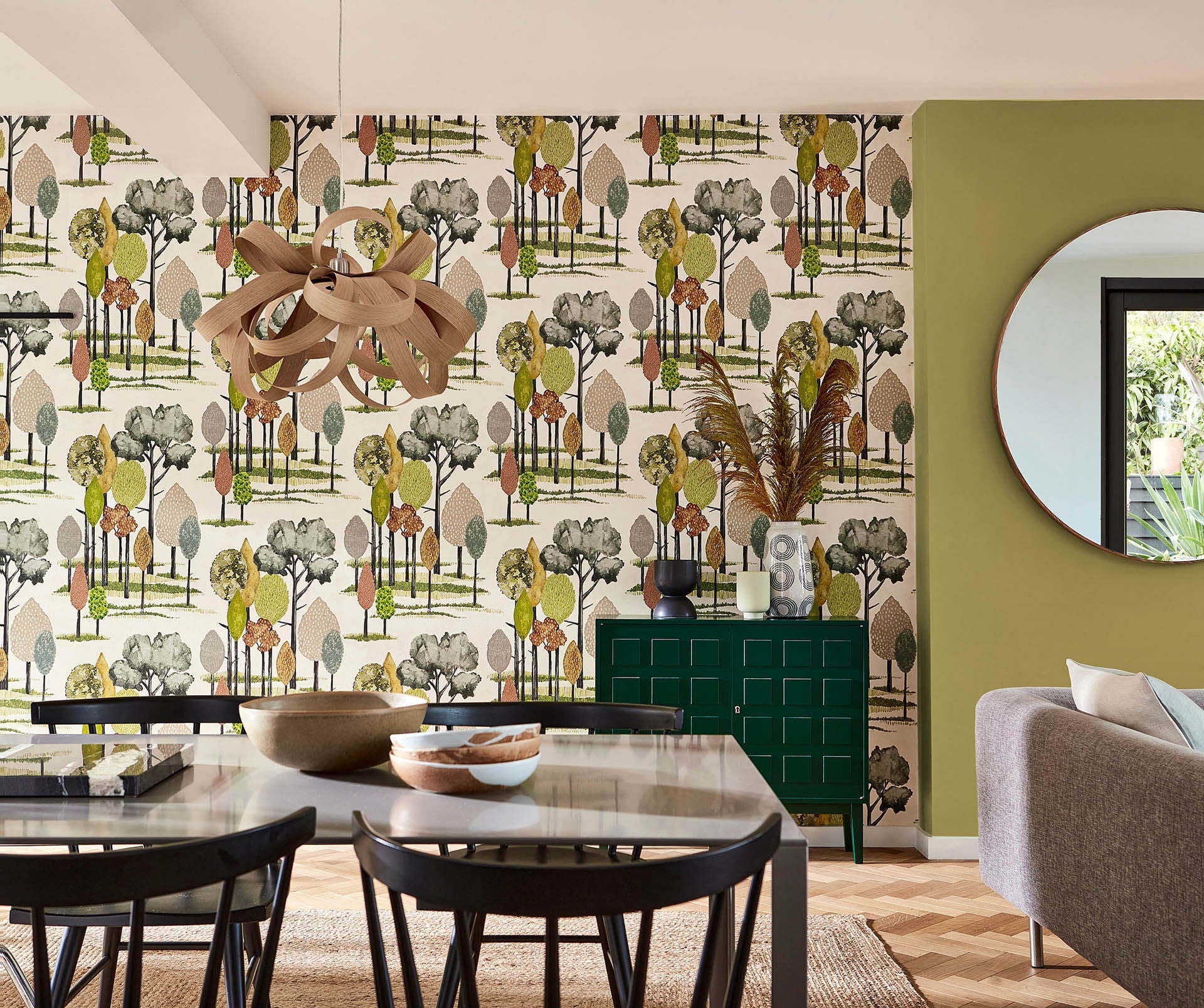 CEP50135W Tall Trees Olive Wallpaper by Ohpopsi