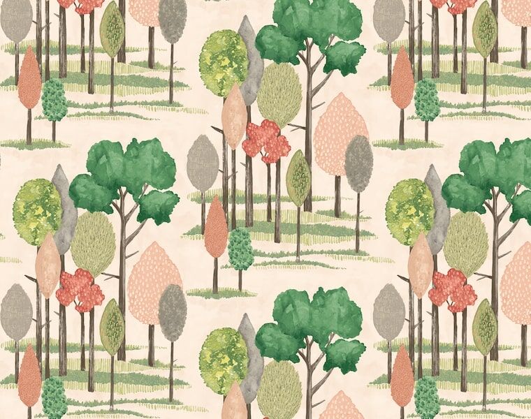 CEP50136W Tall Trees Powder Puff Wallpaper by Ohpopsi