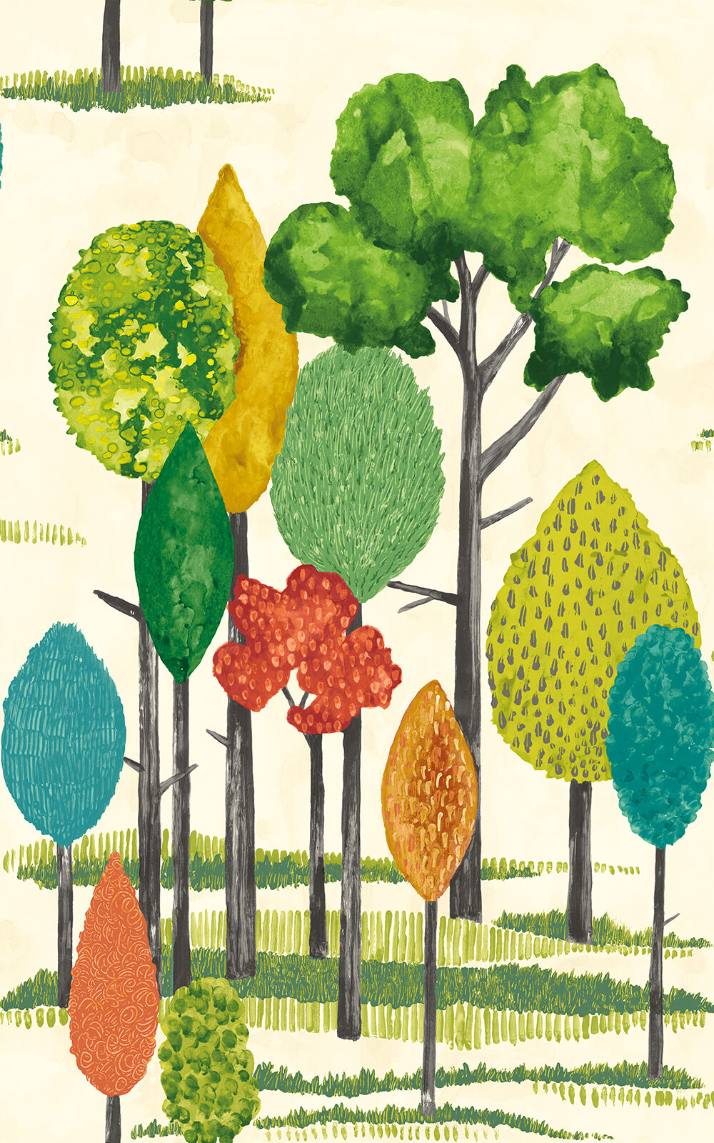 CEP50137W Tall Trees Grass Wallpaper by Ohpopsi